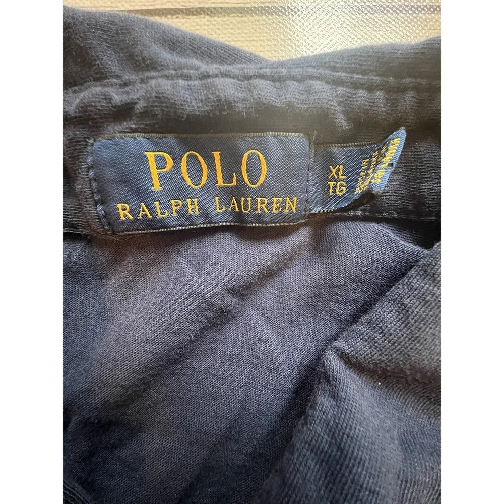 Vintage Polo Ralph Lauren Shirt 1/4 Button Up Mens XL Navy Blue Pocket Logo